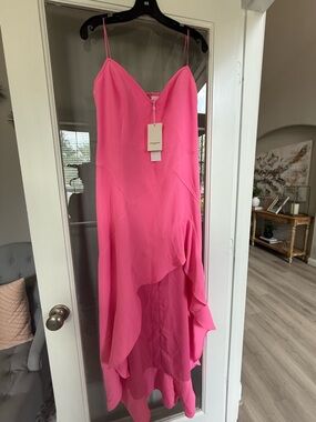 Amanda Uprichard New York - Women's  Asymmetrical Shocking Pink Dress Size Large